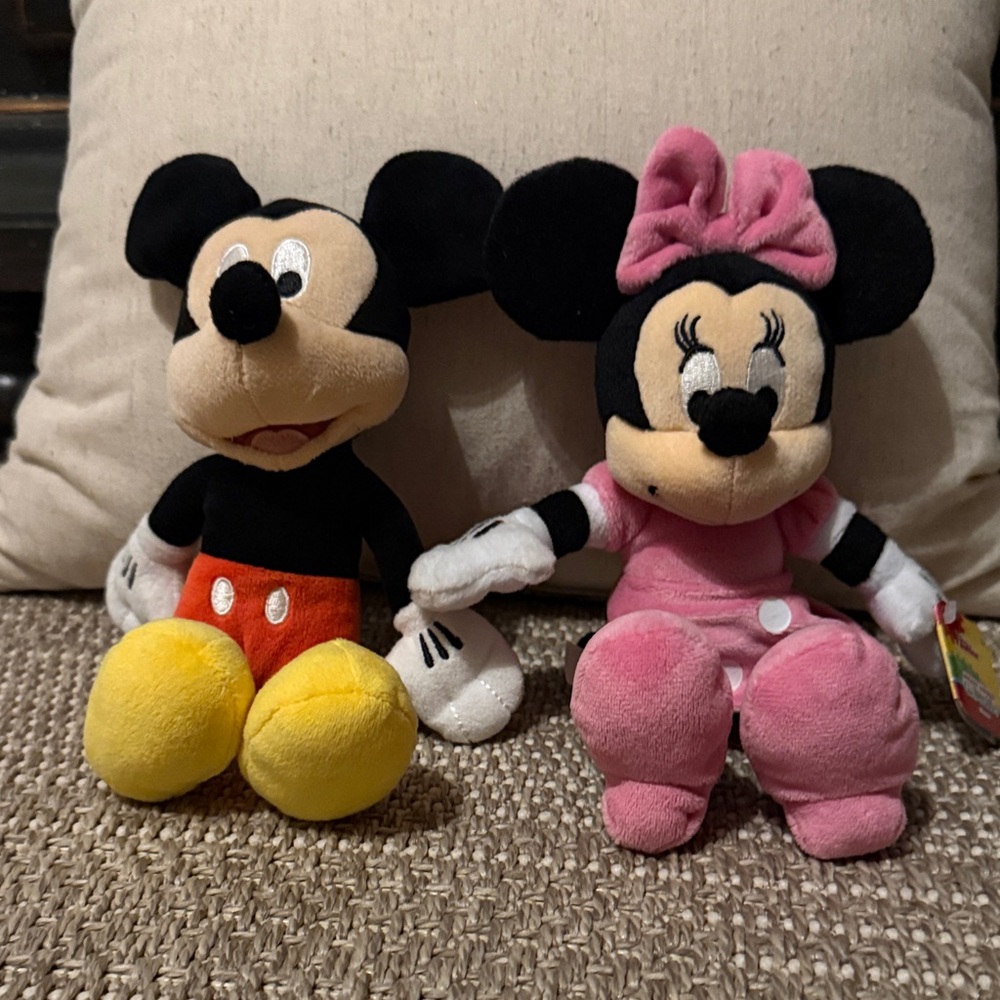 Disney Mickey and Minnie Plush Toys - Black, Yellow, Pink